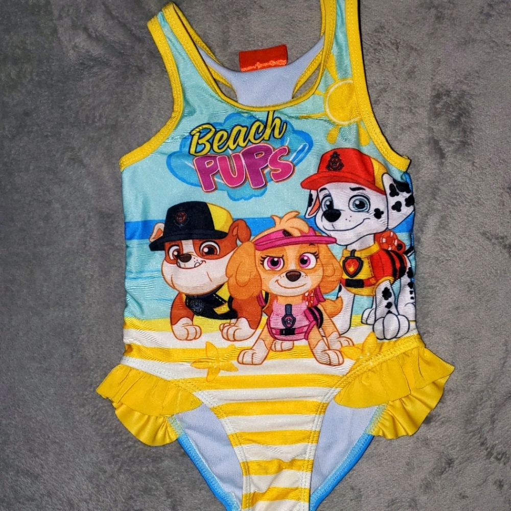 Toddler girl Paw Patrol one-piece swimsuit.